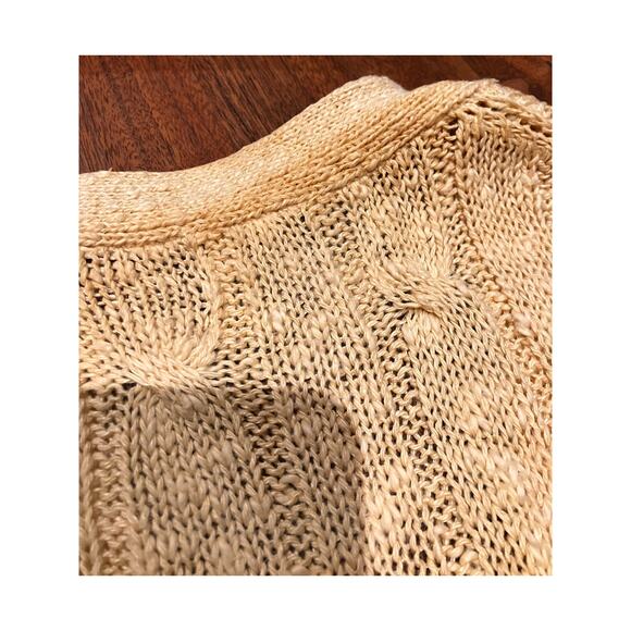 VINTAGE Cardigan Linen Blend Women's Small Medium Beige CRICKET Hong Kong Preppy - Picture 5 of 8